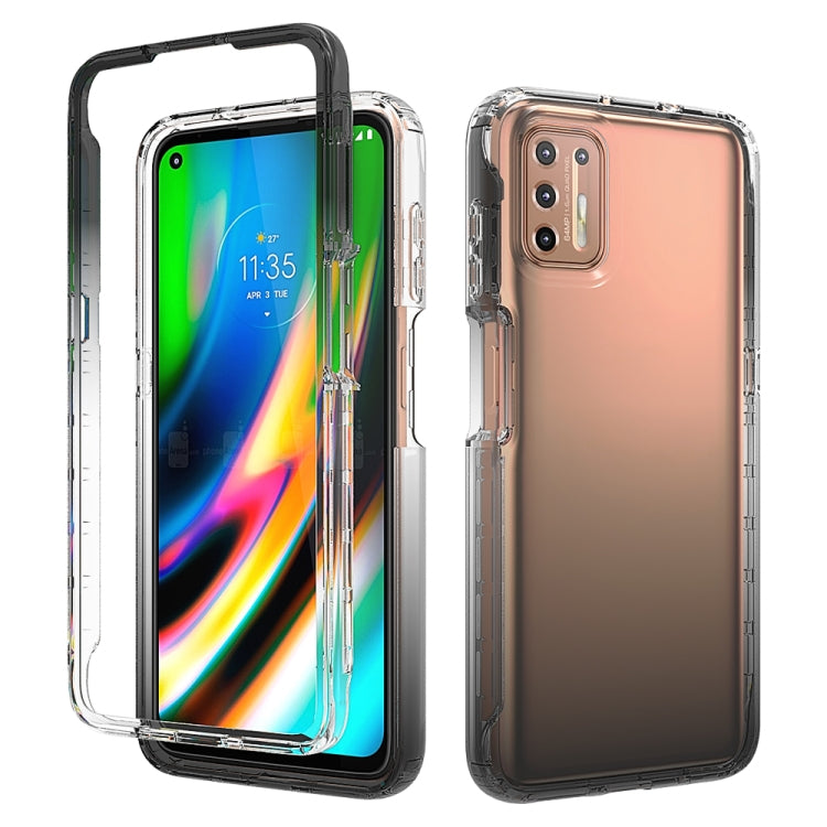 For Motorola Moto G9 Plus Shockproof High Transparency Two-color Gradual Change PC+TPU Candy Colors Phone Protective Case