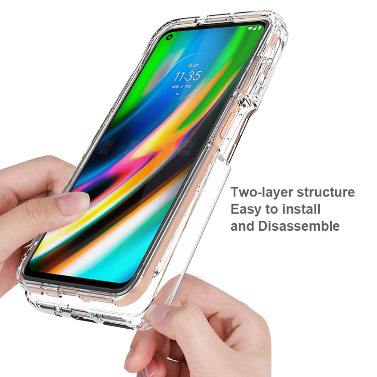 For Motorola Moto G9 Plus Shockproof High Transparency Two-color Gradual Change PC+TPU Candy Colors Phone Protective Case