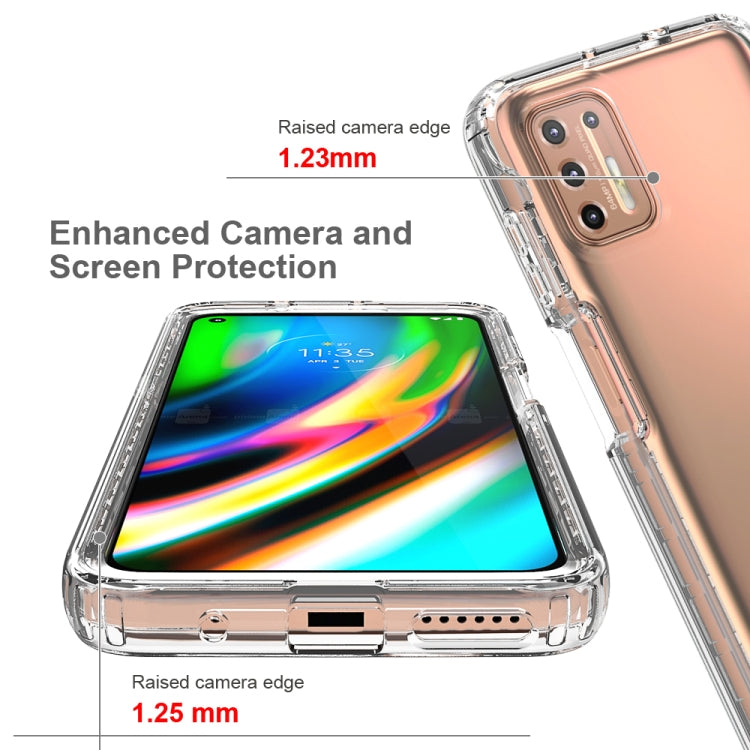For Motorola Moto G9 Plus Shockproof High Transparency Two-color Gradual Change PC+TPU Candy Colors Phone Protective Case
