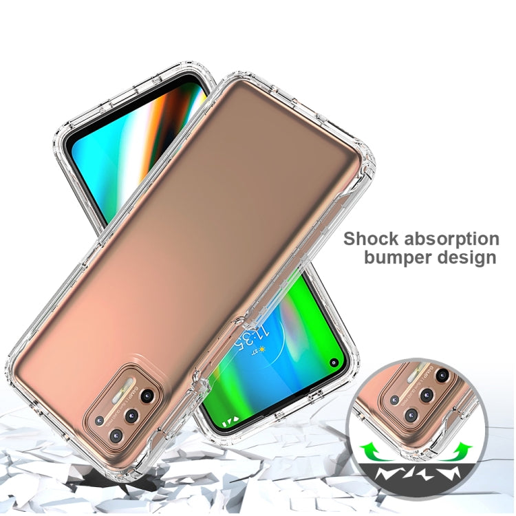 For Motorola Moto G9 Plus Shockproof High Transparency Two-color Gradual Change PC+TPU Candy Colors Phone Protective Case