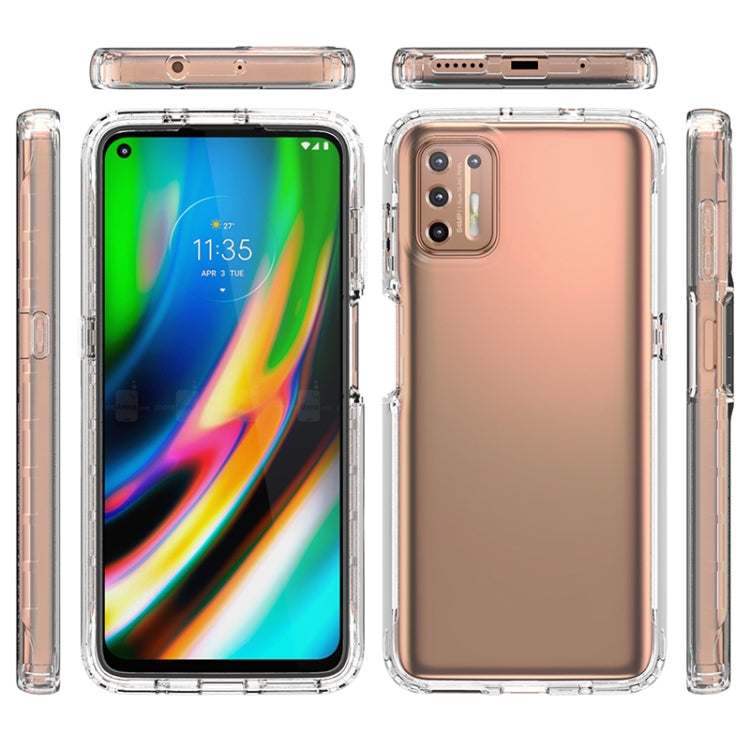 For Motorola Moto G9 Plus Shockproof High Transparency Two-color Gradual Change PC+TPU Candy Colors Phone Protective Case