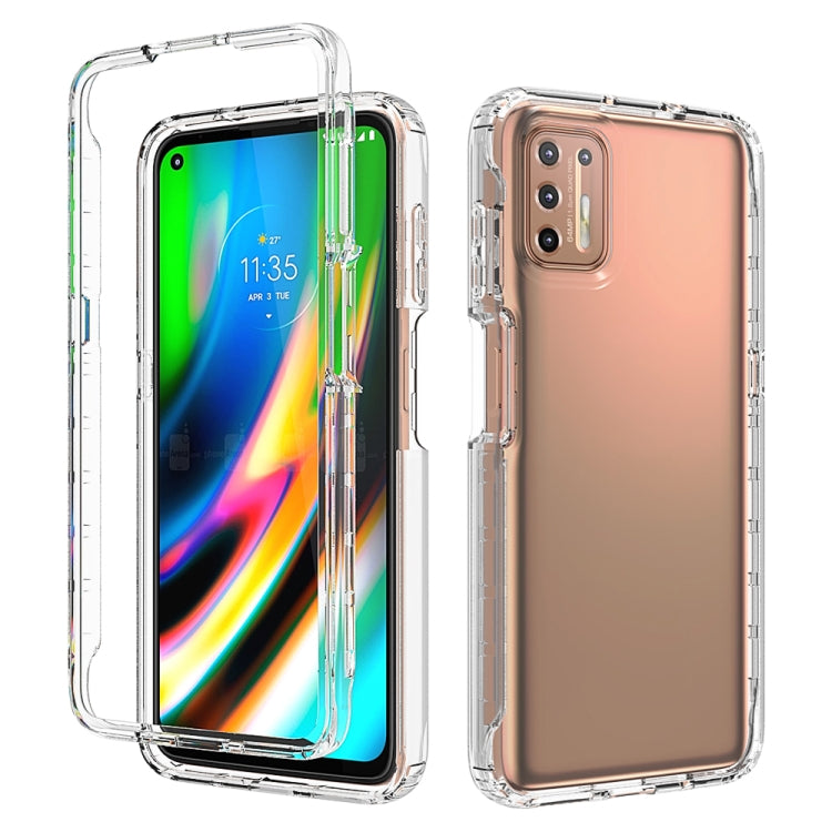 For Motorola Moto G9 Plus Shockproof High Transparency Two-color Gradual Change PC+TPU Candy Colors Phone Protective Case