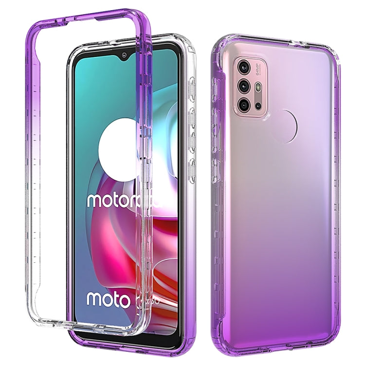 For Motorola Moto G30 Shockproof High Transparency Two-color Gradual Change PC+TPU Candy Colors Phone Protective Case