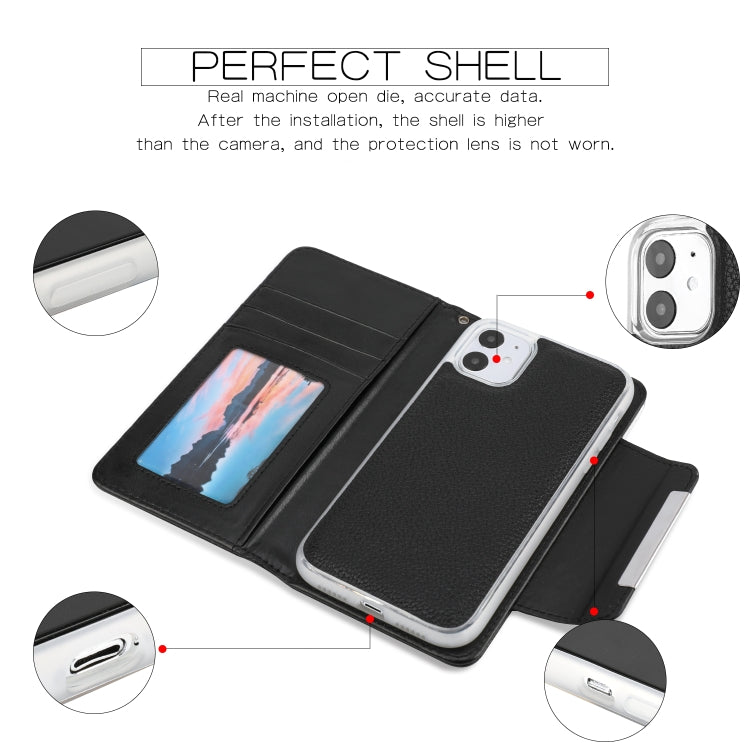 For iPhone 11 Separable Litchi Texture Flip Leather Case with Holder & Card Slot & Wallet