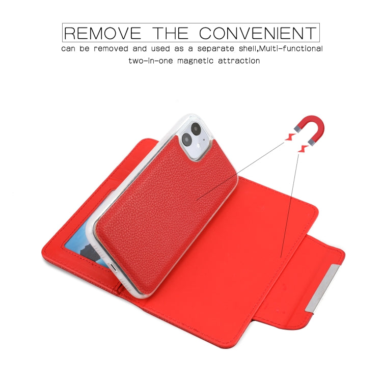 For iPhone 11 Separable Litchi Texture Flip Leather Case with Holder & Card Slot & Wallet