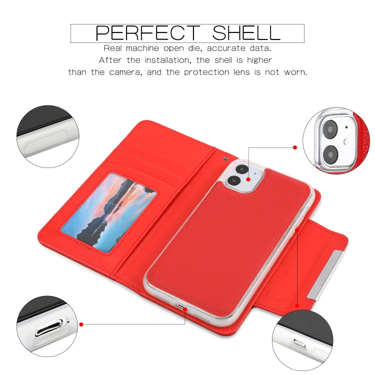 For iPhone 11 Separable Litchi Texture Flip Leather Case with Holder & Card Slot & Wallet