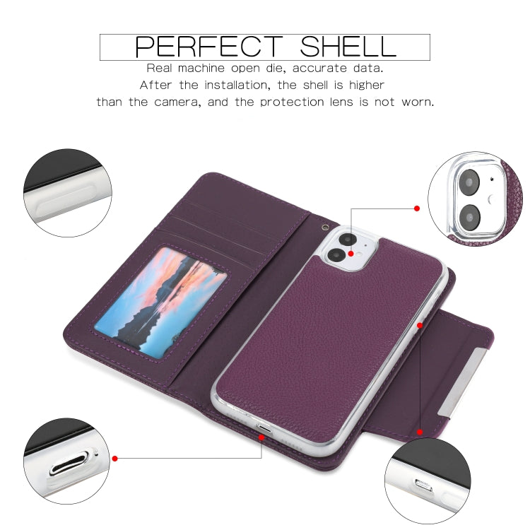 For iPhone 11 Separable Litchi Texture Flip Leather Case with Holder & Card Slot & Wallet
