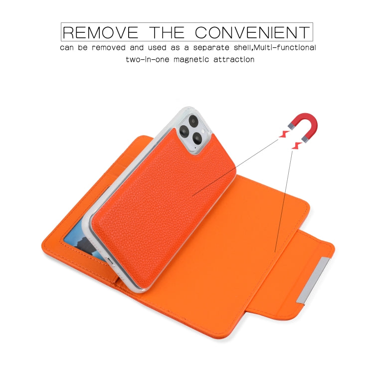 For iPhone 11 Pro Separable Litchi Texture Flip Leather Case with Holder & Card Slot & Wallet