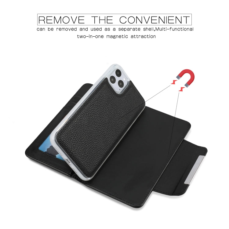For iPhone 11 Pro Separable Litchi Texture Flip Leather Case with Holder & Card Slot & Wallet