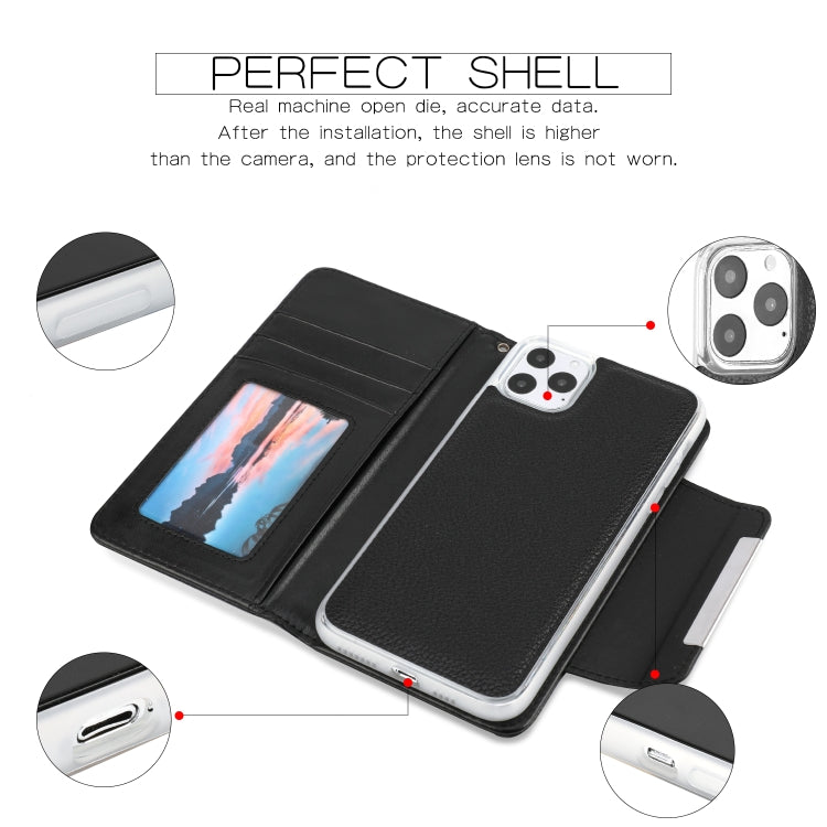 For iPhone 11 Pro Separable Litchi Texture Flip Leather Case with Holder & Card Slot & Wallet