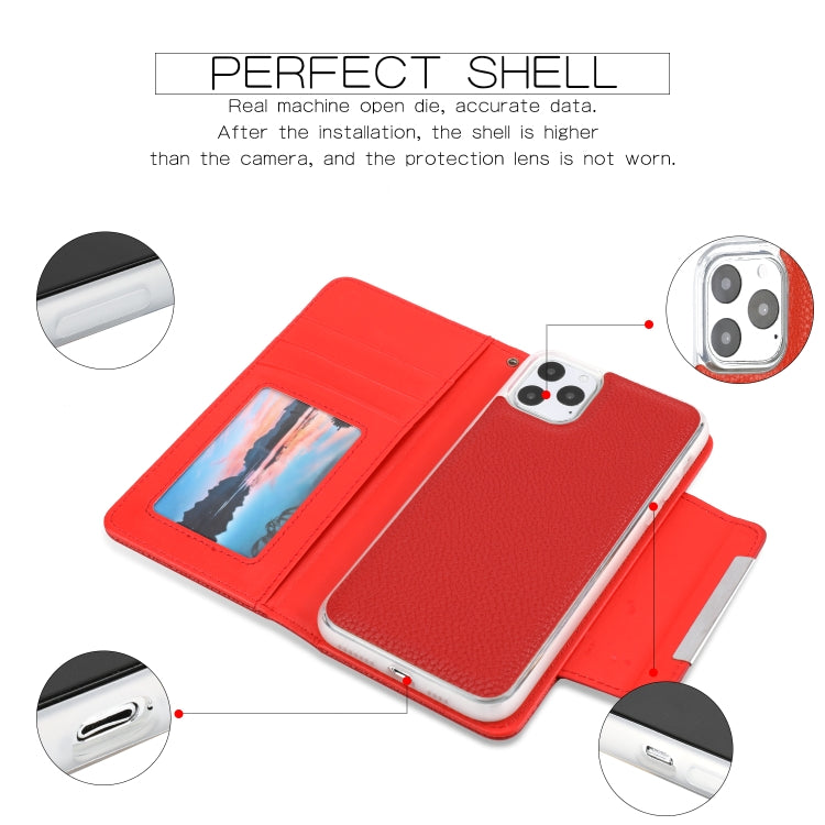 For iPhone 11 Pro Max Separable Litchi Texture Flip Leather Case with Holder & Card Slot & Wallet