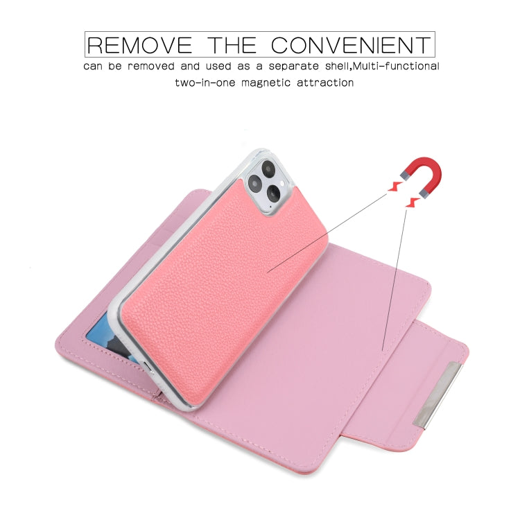 For iPhone 11 Pro Max Separable Litchi Texture Flip Leather Case with Holder & Card Slot & Wallet