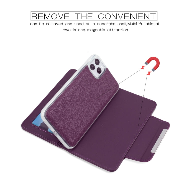 For iPhone 11 Pro Max Separable Litchi Texture Flip Leather Case with Holder & Card Slot & Wallet