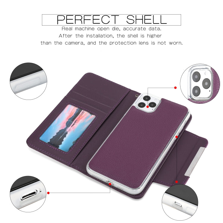 For iPhone 11 Pro Max Separable Litchi Texture Flip Leather Case with Holder & Card Slot & Wallet
