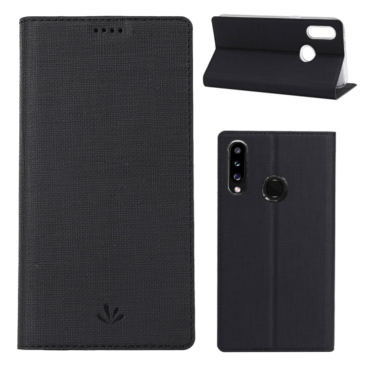For Galaxy A20s ViLi Shockproof TPU + PU Horizontal Flip Protective Case with Card Slot & Holder