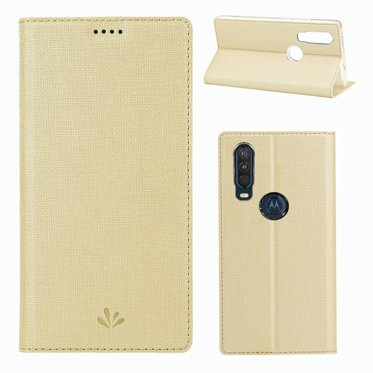 For Motorola Moto One Action ViLi Shockproof TPU + PU Horizontal Flip Protective Case with Card Slot & Holder
