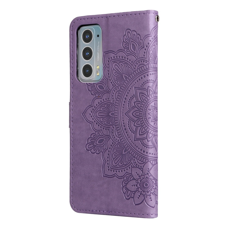 For Motorola Edge 20 7-petal Flowers Embossing Horizontal Flip Leather Phone Case with Holder & Card Slots