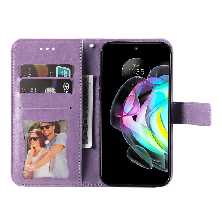 For Motorola Edge 20 7-petal Flowers Embossing Horizontal Flip Leather Phone Case with Holder & Card Slots