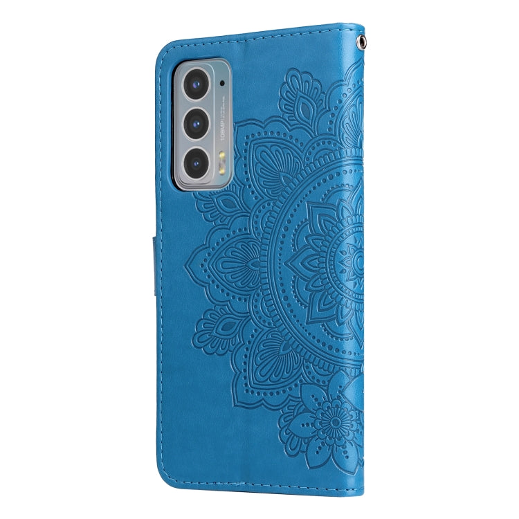 For Motorola Edge 20 7-petal Flowers Embossing Horizontal Flip Leather Phone Case with Holder & Card Slots