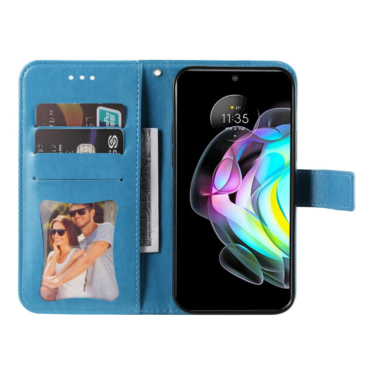 For Motorola Edge 20 7-petal Flowers Embossing Horizontal Flip Leather Phone Case with Holder & Card Slots