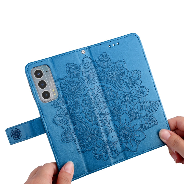 For Motorola Edge 20 7-petal Flowers Embossing Horizontal Flip Leather Phone Case with Holder & Card Slots