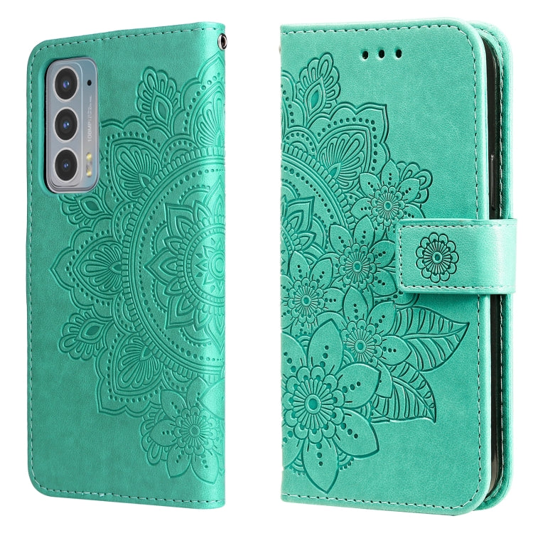For Motorola Edge 20 7-petal Flowers Embossing Horizontal Flip Leather Phone Case with Holder & Card Slots