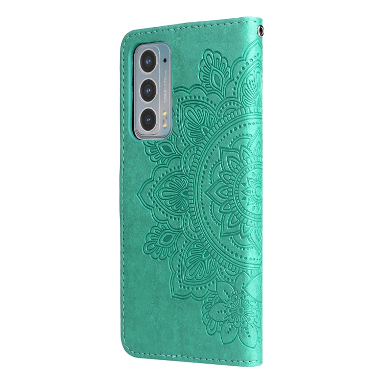 For Motorola Edge 20 7-petal Flowers Embossing Horizontal Flip Leather Phone Case with Holder & Card Slots