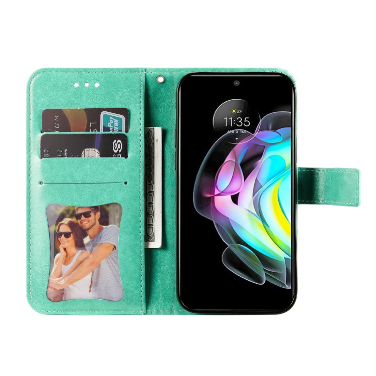 For Motorola Edge 20 7-petal Flowers Embossing Horizontal Flip Leather Phone Case with Holder & Card Slots