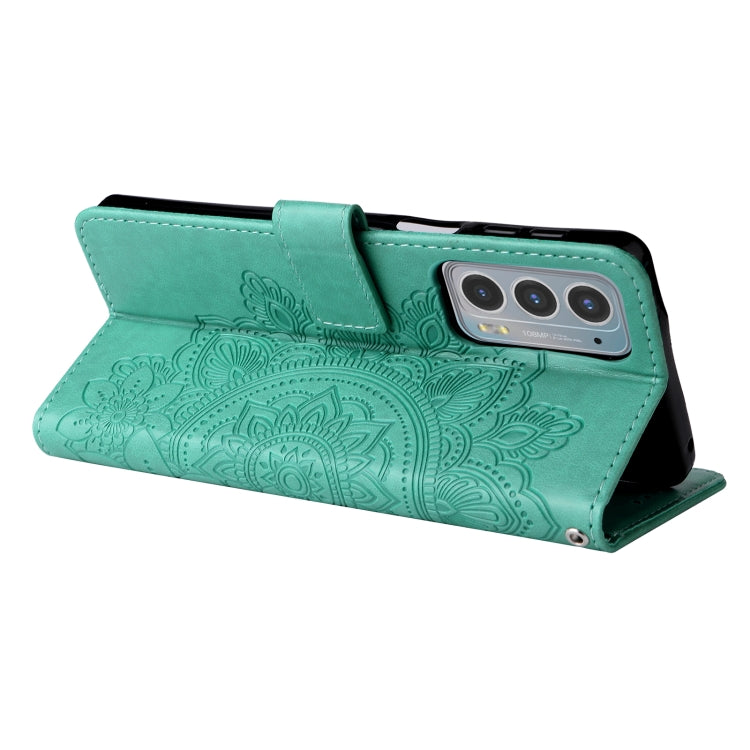For Motorola Edge 20 7-petal Flowers Embossing Horizontal Flip Leather Phone Case with Holder & Card Slots
