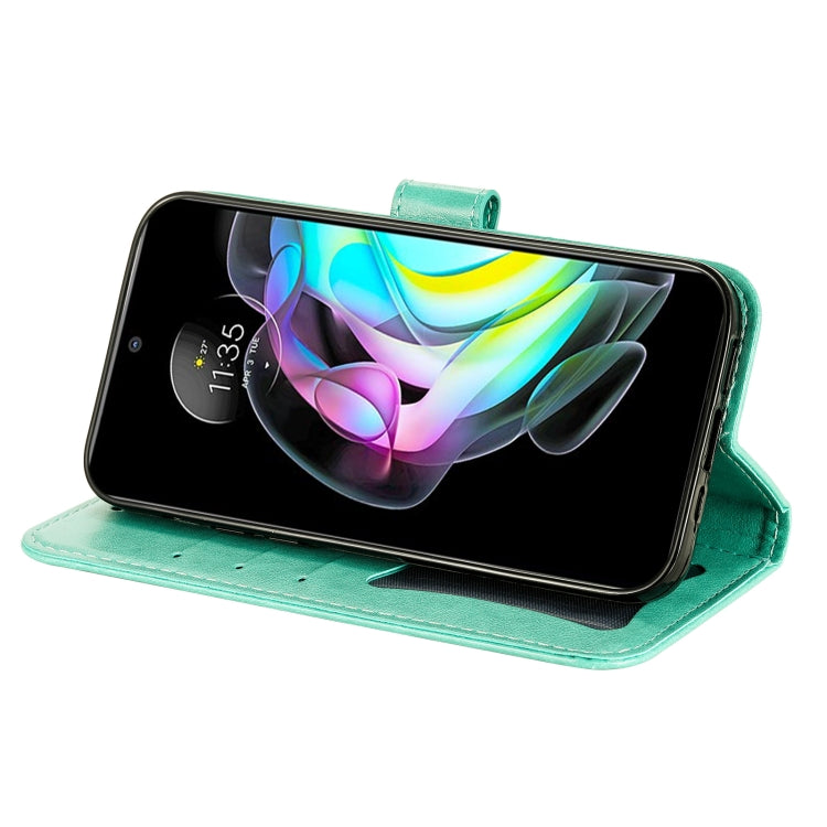 For Motorola Edge 20 7-petal Flowers Embossing Horizontal Flip Leather Phone Case with Holder & Card Slots