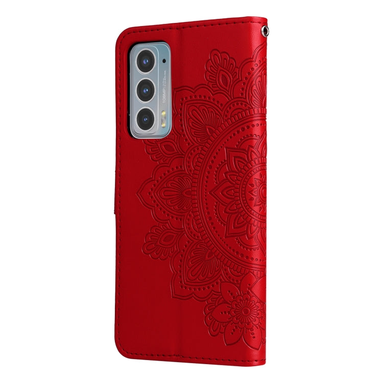 For Motorola Edge 20 7-petal Flowers Embossing Horizontal Flip Leather Phone Case with Holder & Card Slots
