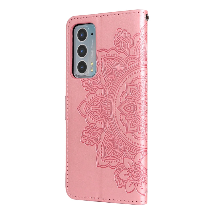 For Motorola Edge 20 7-petal Flowers Embossing Horizontal Flip Leather Phone Case with Holder & Card Slots