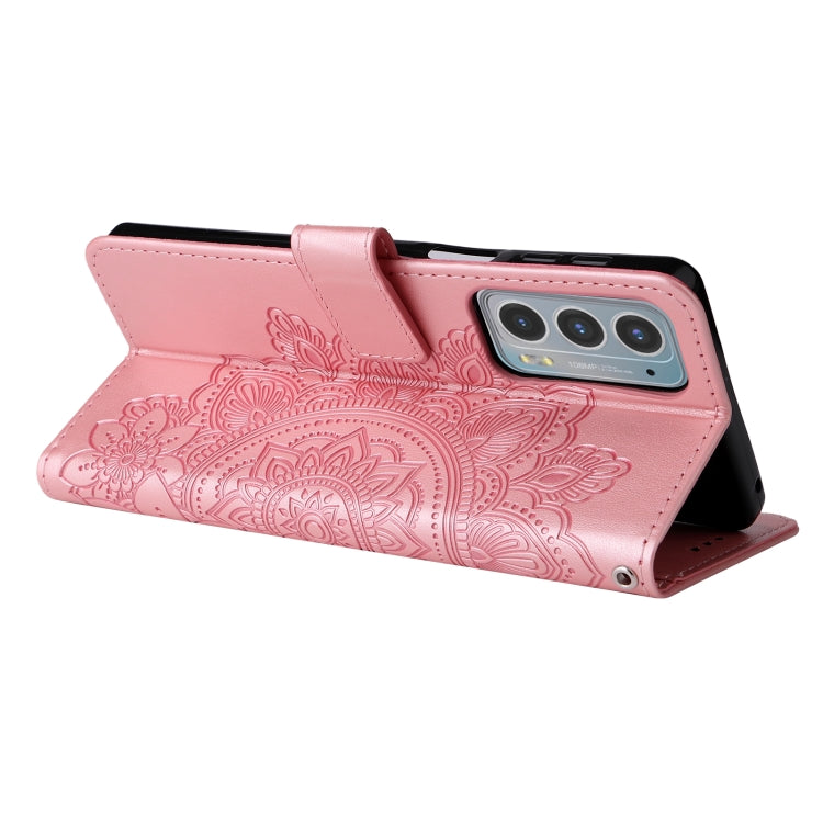 For Motorola Edge 20 7-petal Flowers Embossing Horizontal Flip Leather Phone Case with Holder & Card Slots