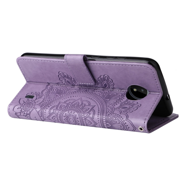 For Nokia C20 / C10 7-petal Flowers Embossing Horizontal Flip Leather Phone Case with Holder & Card Slots