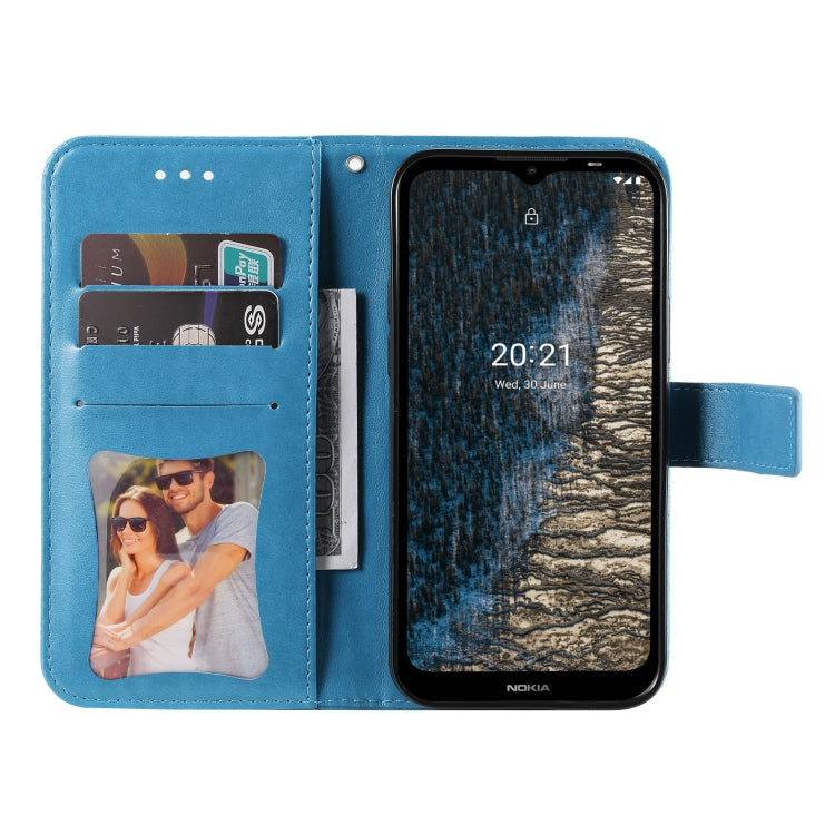 For Nokia C20 / C10 7-petal Flowers Embossing Horizontal Flip Leather Phone Case with Holder & Card Slots