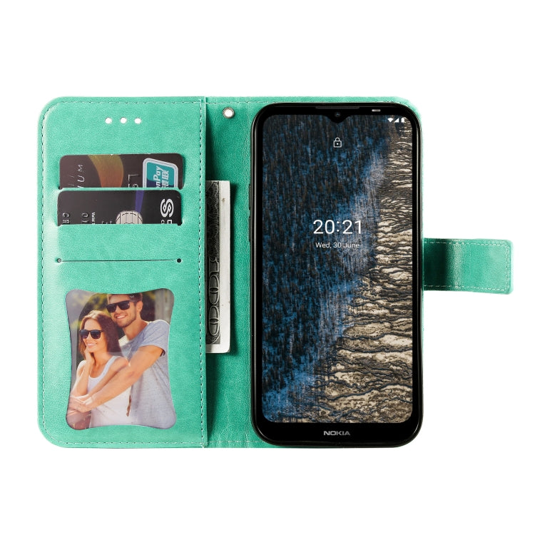 For Nokia C20 / C10 7-petal Flowers Embossing Horizontal Flip Leather Phone Case with Holder & Card Slots