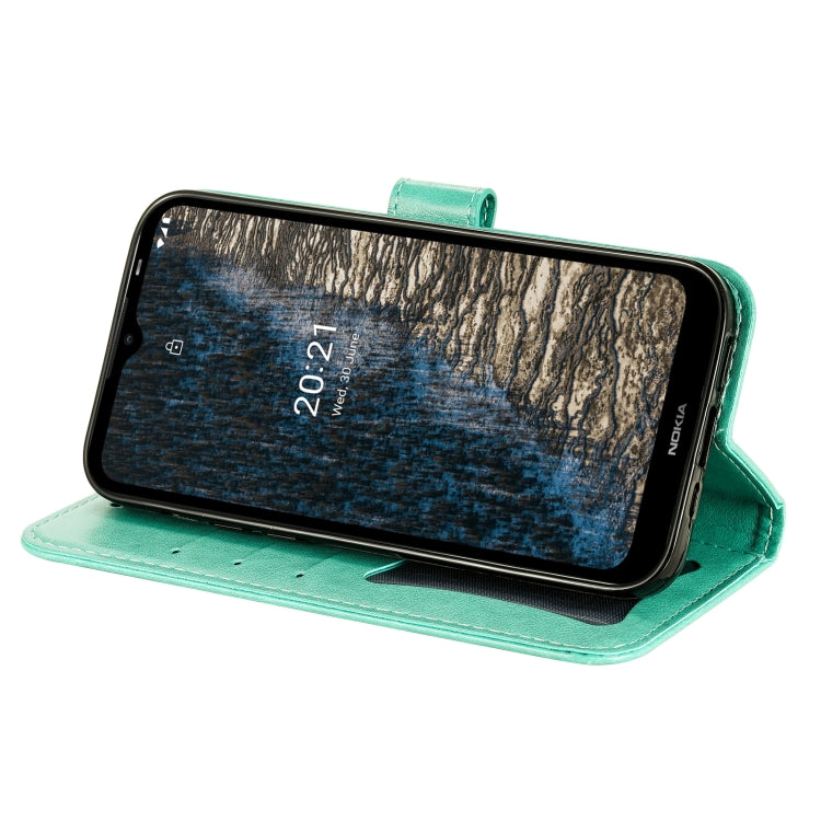 For Nokia C20 / C10 7-petal Flowers Embossing Horizontal Flip Leather Phone Case with Holder & Card Slots