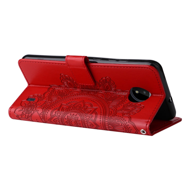 For Nokia C20 / C10 7-petal Flowers Embossing Horizontal Flip Leather Phone Case with Holder & Card Slots
