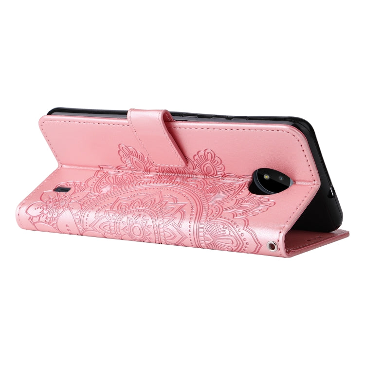 For Nokia C20 / C10 7-petal Flowers Embossing Horizontal Flip Leather Phone Case with Holder & Card Slots
