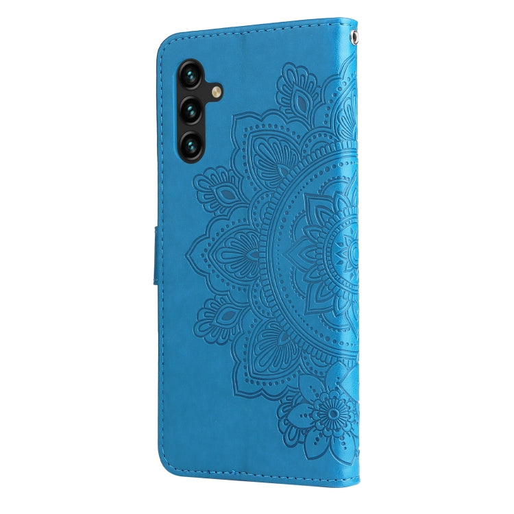 For Samsung Galaxy A13 5G 7-petal Flowers Embossing Horizontal Flip Leather Phone Case with Holder & Card Slots