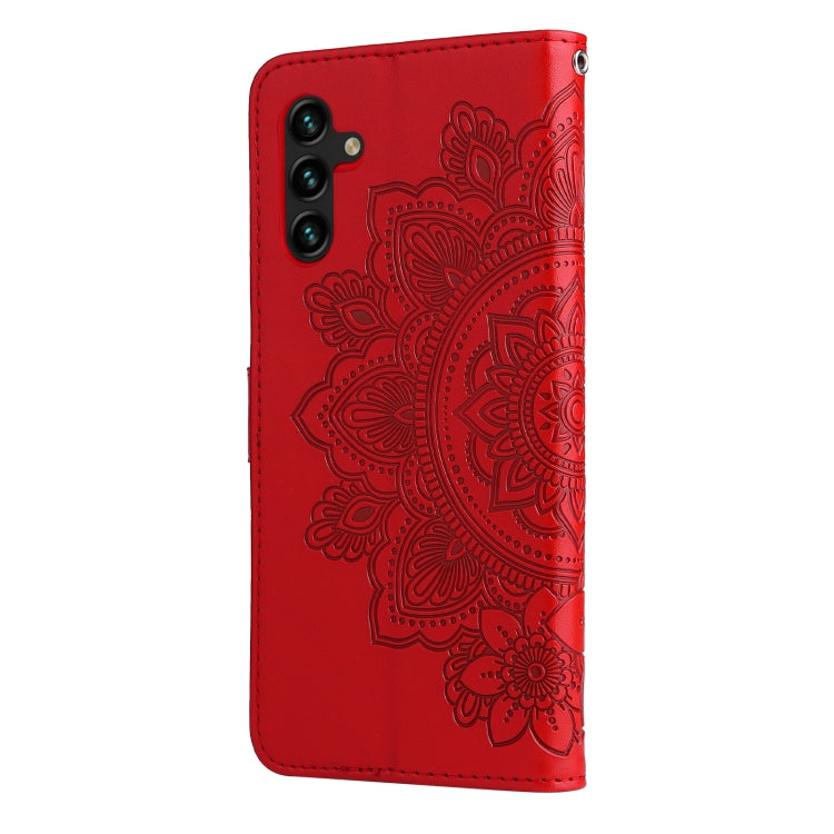 For Samsung Galaxy A13 5G 7-petal Flowers Embossing Horizontal Flip Leather Phone Case with Holder & Card Slots