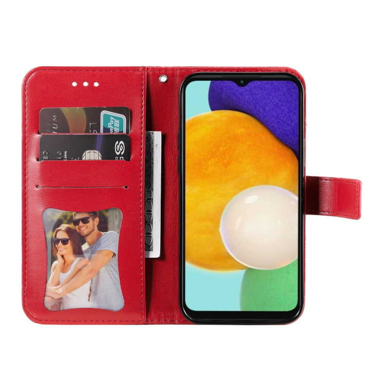For Samsung Galaxy A13 5G 7-petal Flowers Embossing Horizontal Flip Leather Phone Case with Holder & Card Slots