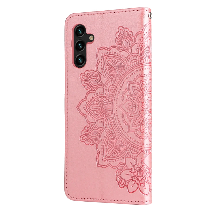 For Samsung Galaxy A13 5G 7-petal Flowers Embossing Horizontal Flip Leather Phone Case with Holder & Card Slots
