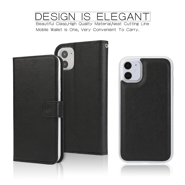 For iPhone 11 Separable Cross Texture Flip Leather Case with Holder & Card Slot & Wallet