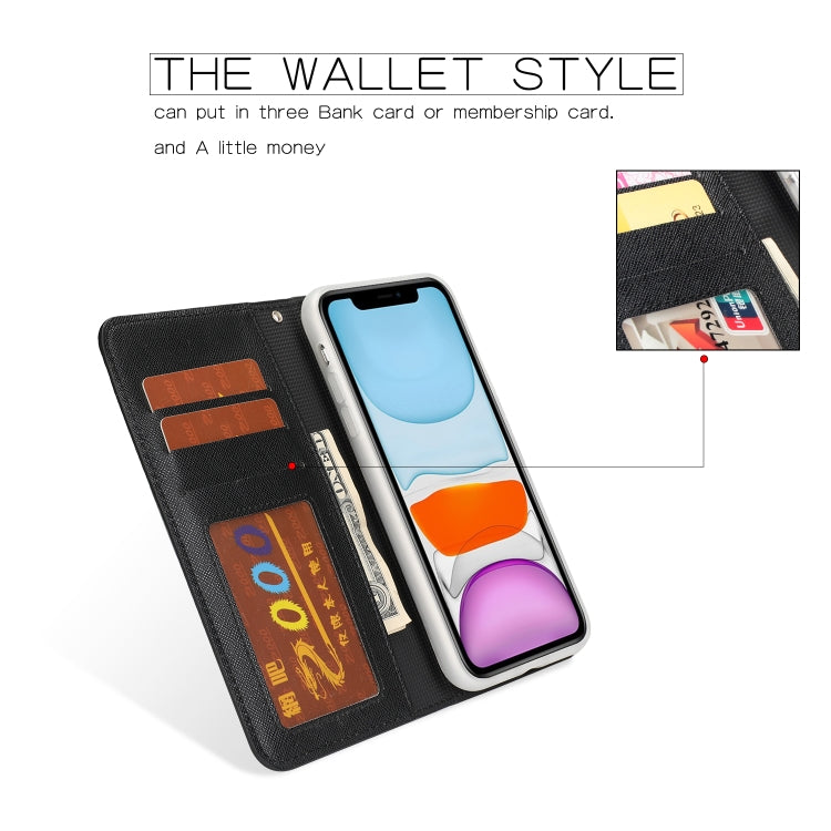 For iPhone 11 Separable Cross Texture Flip Leather Case with Holder & Card Slot & Wallet