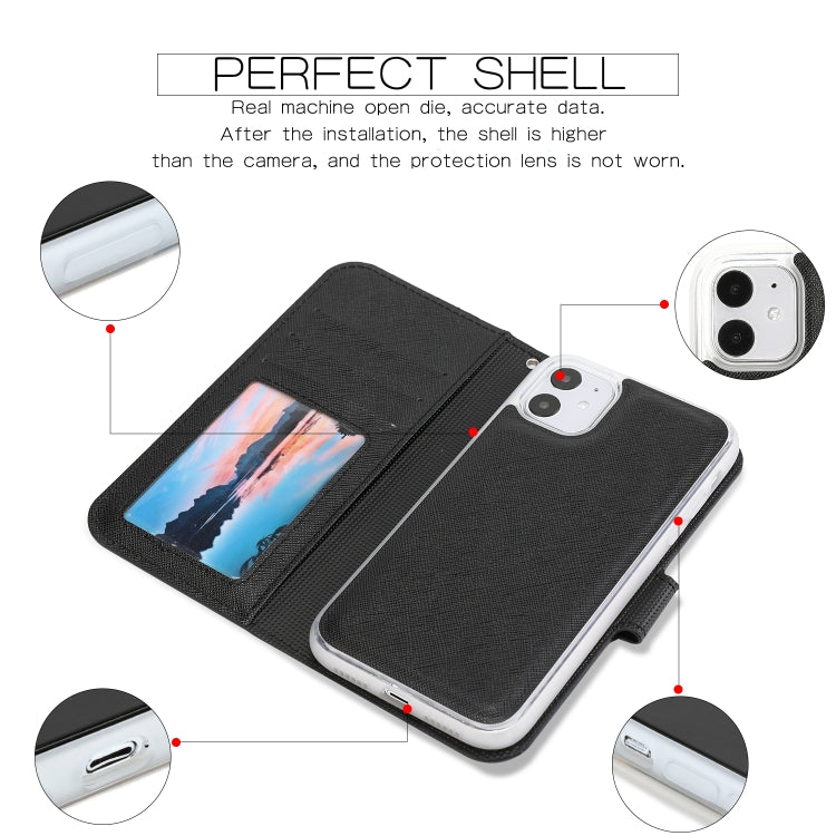 For iPhone 11 Separable Cross Texture Flip Leather Case with Holder & Card Slot & Wallet