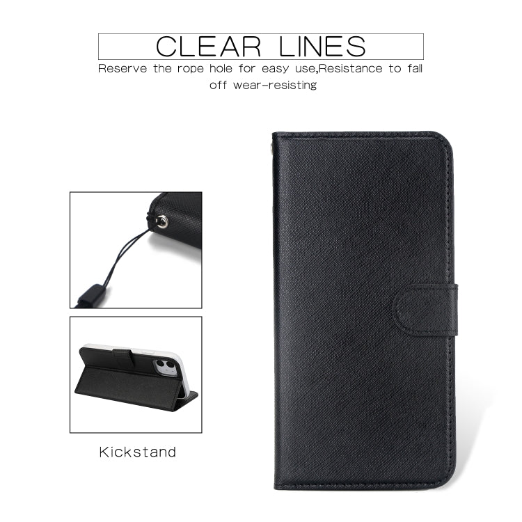 For iPhone 11 Separable Cross Texture Flip Leather Case with Holder & Card Slot & Wallet