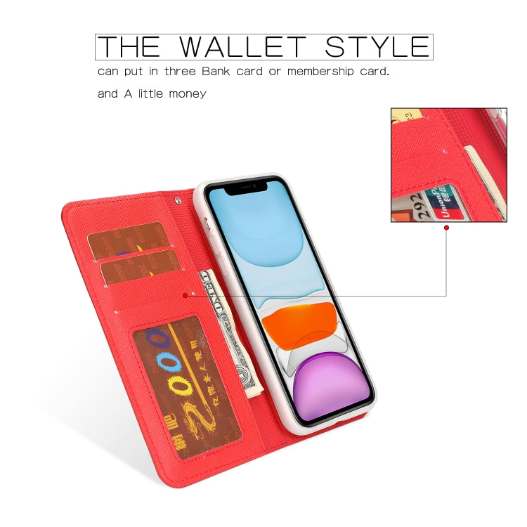 For iPhone 11 Separable Cross Texture Flip Leather Case with Holder & Card Slot & Wallet