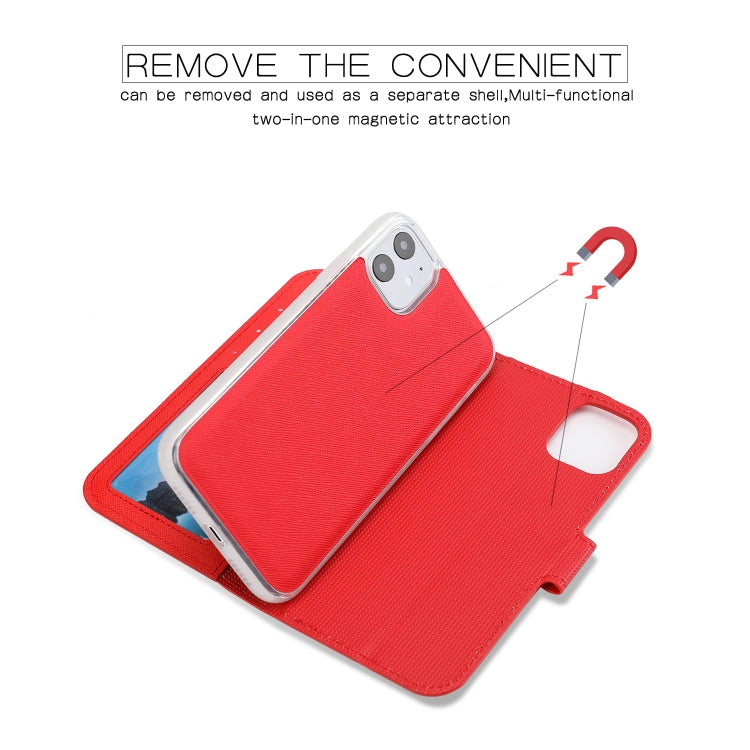 For iPhone 11 Separable Cross Texture Flip Leather Case with Holder & Card Slot & Wallet