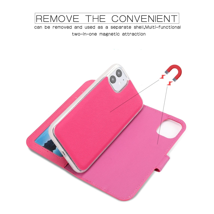 For iPhone 11 Separable Cross Texture Flip Leather Case with Holder & Card Slot & Wallet